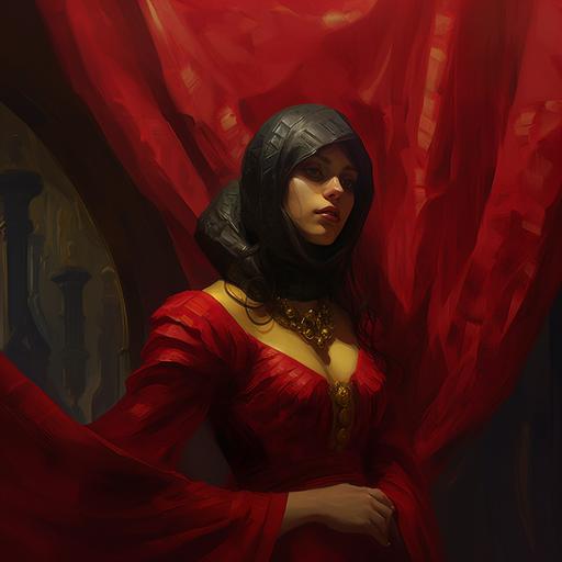 a dark picture of banana with a black and red background, in the style of speedpainting, sergey musin, rebecca sugar, loose, painterly style, detailed character expressions, futuristic victorian, michael malm --v 5.1