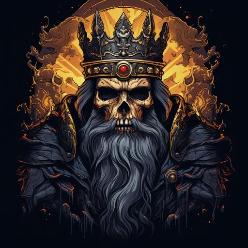 a dark skull king with crown illustration