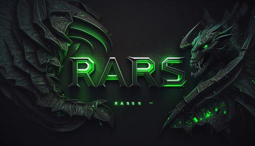 a dark youtube banner with the name RAES 963 on it and with green and black details without other text 8k, HD --ar 16:9