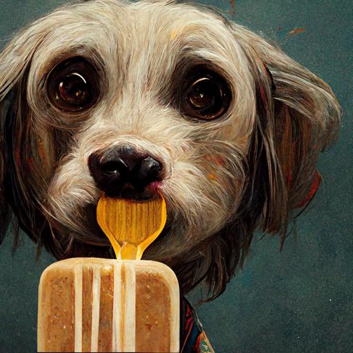 a dog licking peanut butter off a spoon