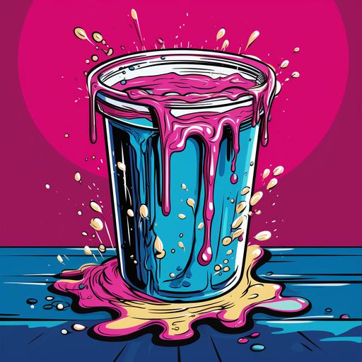 a double styrofoam cup of blurple syrup drank, sludgy molasses, drippy, pop art style, vibrant vector art, advertisement --c 10 --s 250 --v 5.2