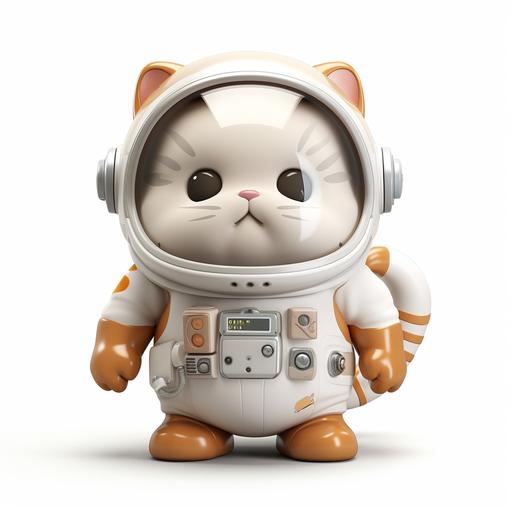 a fat cartoon cat in astronaut costume, look tiny and funny, white background, 4k, no shade, anime style, ar--3:4