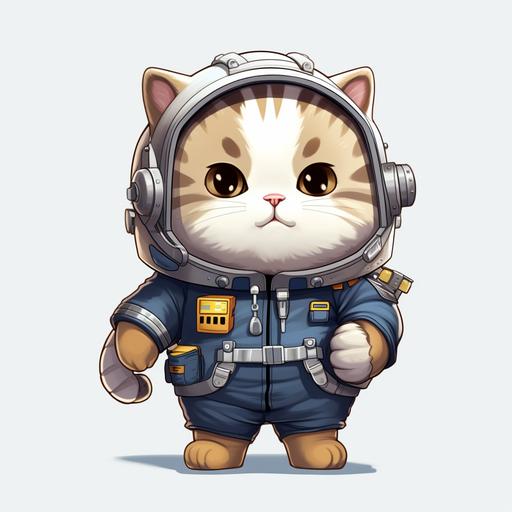 a fat cartoon cat wearing astronaut costume, look tiny and funny, anime style, white background, ar--16:9