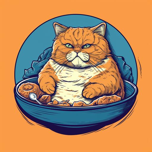 a fat ginger cat eating out of his ergonomically correct food bowl --c 70 --v 5.1 --s 750