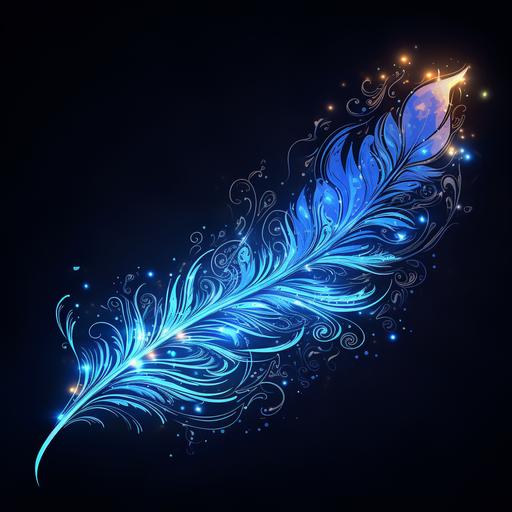 a feather pen drawing some squiggles that are glowing blue, for a title, so create an underline for a heading to go above