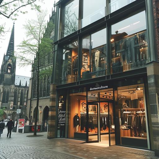 a flag ship store located in cologne, you need to see the curch of cologne to see it is located in the centre The brand of the store is 