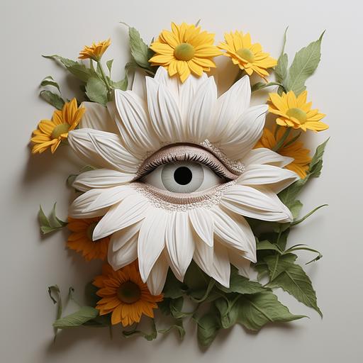 a flower with a cute face hidden inside. hyper realistic