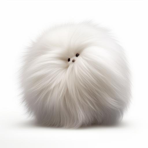 a fluffy pomeranian tail. photorealistic. white background