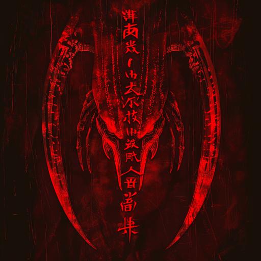 a font template with red characters that resemble the alien writing in the movie Predator