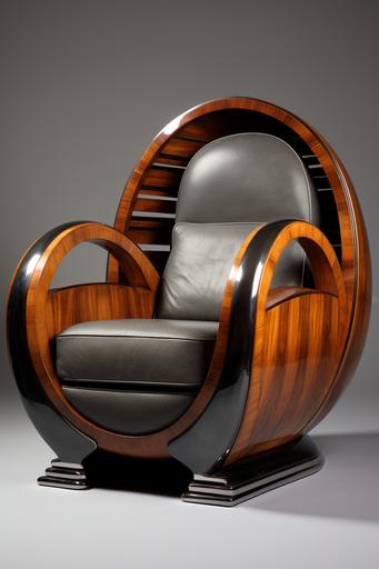 a french polished walnut and basalt art deco arm chair, magazine photography --ar 4:6 --v 5.2