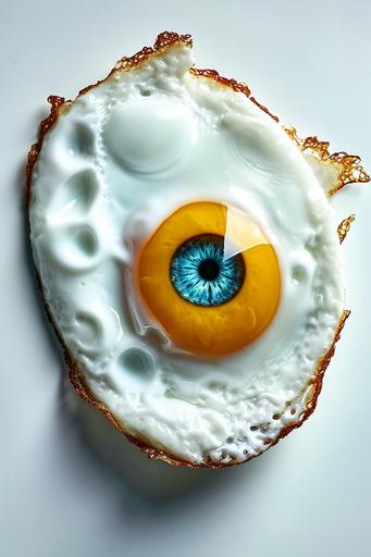 a fried egg with an eye iris gate instead of a yolk , very realistic --ar 2:3 --v 6.0