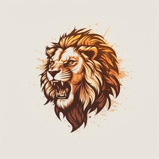 a front face symmetrical aggressive roaring simba lion logo, white background, simplistic