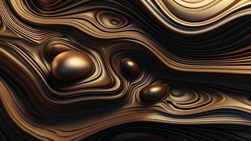 a futuristic black black and brown abstract design wallpaper 1920x1280, in the style of layered organic forms, wood sculptor, naturalistic ocean waves, made of liquid metal, curvilinear, contrasting shadows, colorful woodcarvings ,wallpaper realistic texture --ar 143:80 --q 2