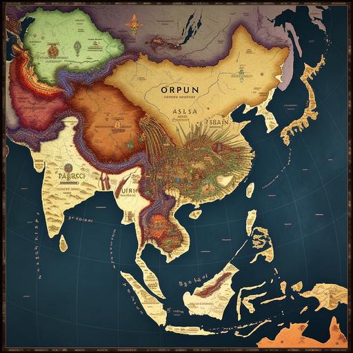 a futuristic map of the south asia union which includes all south asian territories in it hyper real and sci fi --s 750