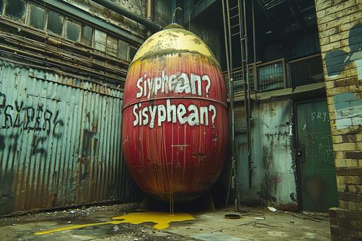 a giant egg with the text 