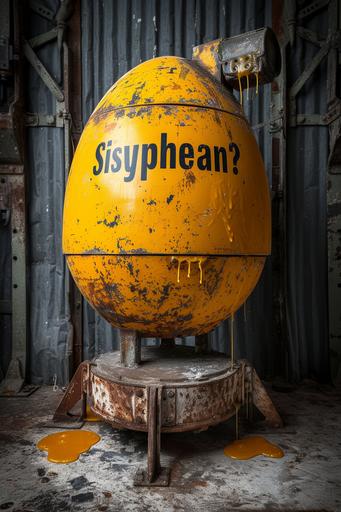 a giant egg with the text 