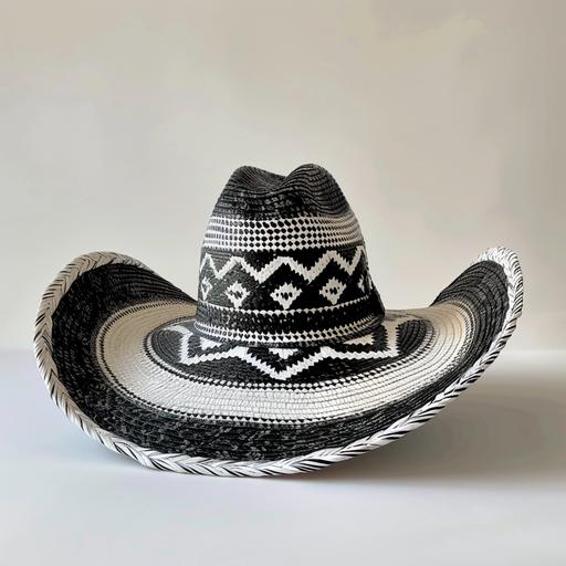 a giant sobrero black and white hat on a white background
