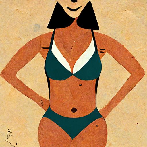 a girl in bikini cartoon caricature