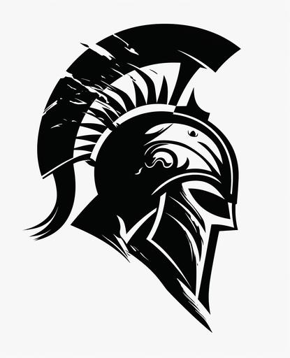 a gladiator helmet in black and white on a white background, in the style of neo-geo, cluj school, bold character designs, 3840x2160, irony, american barbizon school, flowing silhouettes --ar 13:16