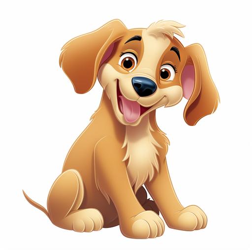 a golden retriever dog facing the camera against a pure white background, disney cartoon style, --ar 1:1