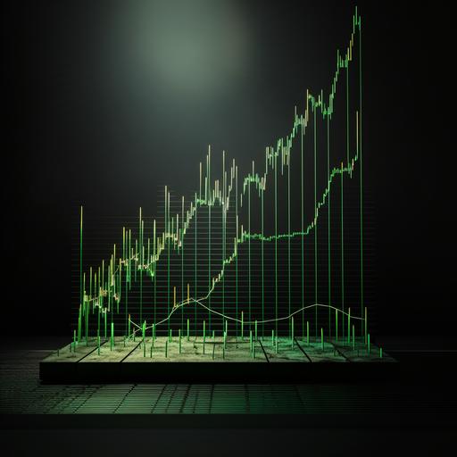 a green stock chart going up. hyper-realistic