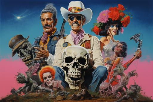 a hand-painted film poster for the 1984 trippy western comedy 