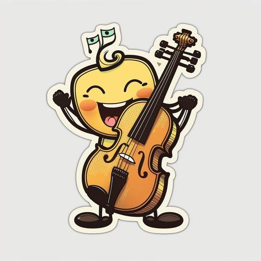 a happy cartoon violin sticker