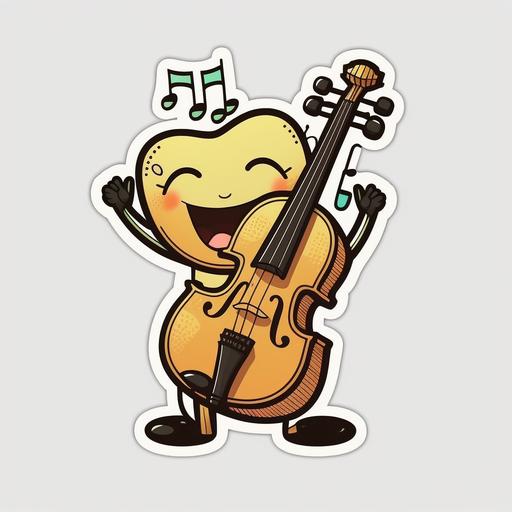 a happy cartoon violin sticker