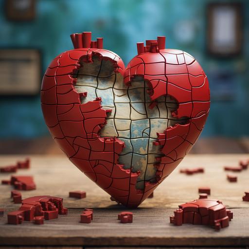 a heart puzzle that is only missing one piece