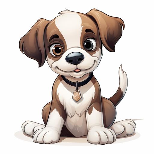 a highly detailed cartoon, Create a Sitting cute dog With big eyes, vector illustration, 2d,white background