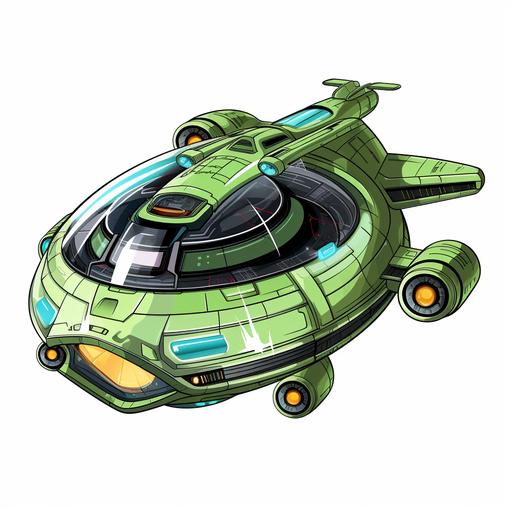 a highly detailed cartoon of spaceship / ufo, vector illustration, 2d,white background