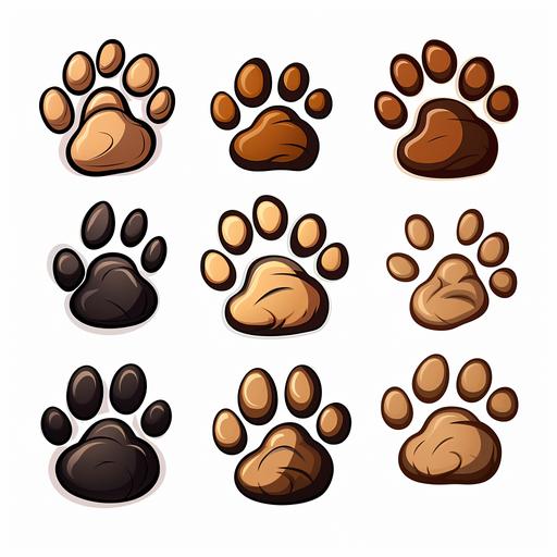 a highly detailed cartoon, paw prints, vector illustration, 2d,white background