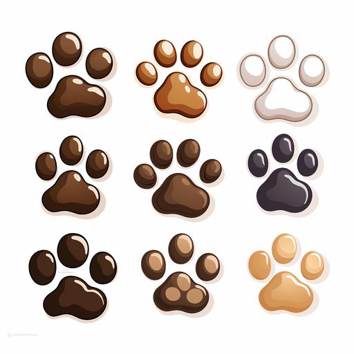 a highly detailed cartoon, paw prints, vector illustration, 2d,white background