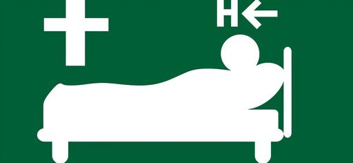 a hospital sign like this  with bed and sick person icon --ar 195:90 --v 5