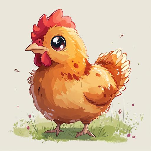 a kawaii style cartoon of a hen --v 6.0