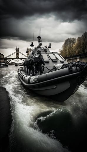 a large river police zodiac unflatable boat surrounded by divers in the water of the seine river close to the Pont neuf in paris   cinematic, epic, colorful, gloomy, contrast, photo realistic, cinematic shot, cinematic grading   cinematic post-processing   photo taken by ARRI, photo taken by Sony, photo taken by Canon, photo taken by Nikon, photo Taken by Sony, Photo taken by Hasselblad   Photorealistic   Incredibly detailed, sharp, detail   Meticulously designed environment   Professional lighting, Shooting lighting   disco, bright, moody environment   35mm   lightroom, a christopher mcquarrie action scene, unsplash   long Exposure - q 2 --ar 9:16 --uplight --v 4