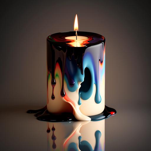 a lit 3d candle with coulors flooding out. Ultra realistic quality, ultra high definition, Ultra high lighting and shadows.