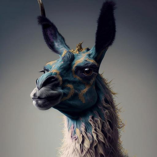 a llama painted in the style of salvador dali