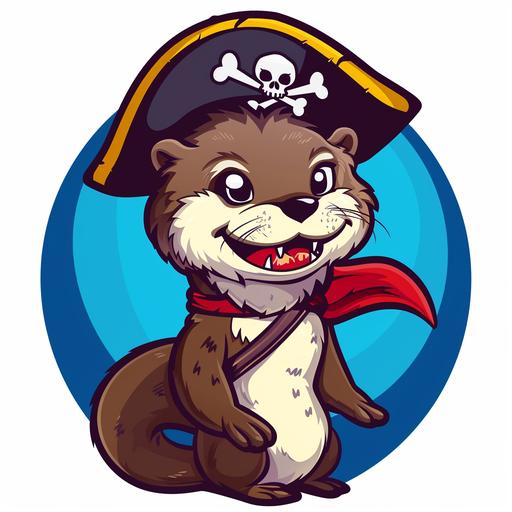 a logo for a children's adventure cafe with a cartoon otter wearing a pirate hat