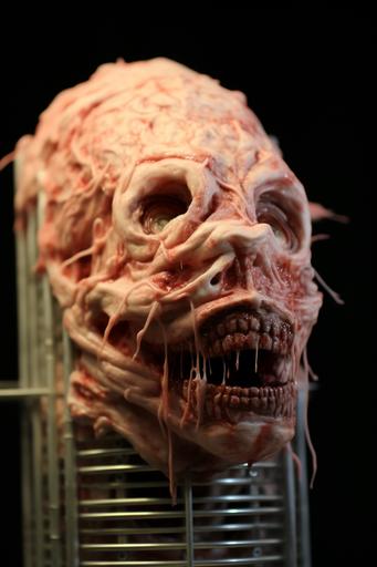 a lumino kinetic horror creature from the movie Hellraiser made out of meat, by moebius, cthulhu, hyper realistic, 4K :: a lumino kinetic horror creature from the movie Hellraiser made out of meat glowing eyes :: a lumino kinetic horror creature from the movie Hellraiser made out of meat, photorealistic, detailed, octane 3d render :: a lumino kinetic horror creature from the movie Hellraiser made out of meat, with wires, cables, wires, cables, dark room, cables made of bones :: a lumino kinetic horror creature from the movie Hellraiser made out of meat, extreme muscles, meat, meat texture, ultra realistic photorealistic extreme details, extremely detailed details, highly-detailed, octane render :: a lumino kinetic horror creature from the movie Hellraiser made out of meat :: zoom out full body image --ar 50:75 --s 750 --style raw --w 250