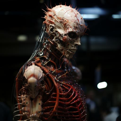 a lumino kinetic horror creature from the movie Hellraiser made out of meat, by moebius, cthulhu, hyper realistic, 4K :: a lumino kinetic horror creature from the movie Hellraiser made out of meat glowing eyes :: a lumino kinetic horror creature from the movie Hellraiser made out of meat, photorealistic, detailed, octane 3d render :: a lumino kinetic horror creature from the movie Hellraiser made out of meat, with wires, cables, wires, cables, dark room, cables made of bones :: a lumino kinetic horror creature from the movie Hellraiser made out of meat, extreme muscles, meat, meat texture, ultra realistic photorealistic extreme details, extremely detailed details, highly-detailed, octane render :: a lumino kinetic horror creature from the movie Hellraiser made out of meat --s 750 --style raw