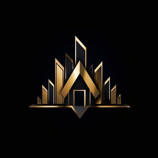 a luxury gold real estate company logo on black background