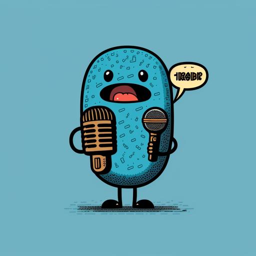 a man as a microphone character, microphone grill, doodle art, cartoon, very detailed, 8k