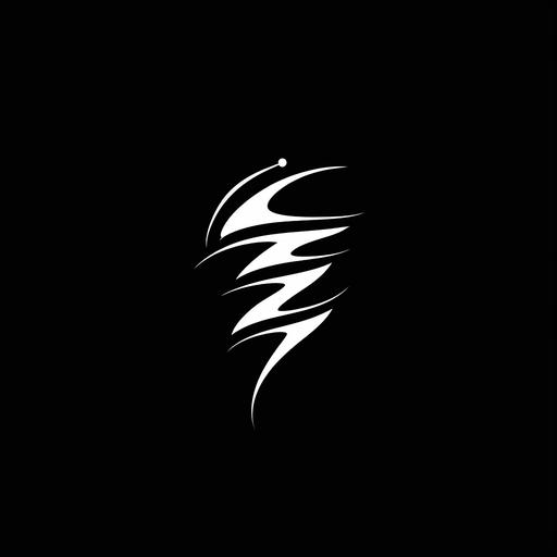 a minimal line logo based on a tornado, black background and edges,
