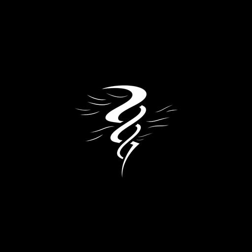 a minimal line logo based on a tornado, black background and edges,