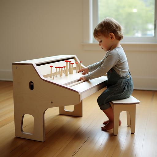 a minimalist wooden piano for toddlers