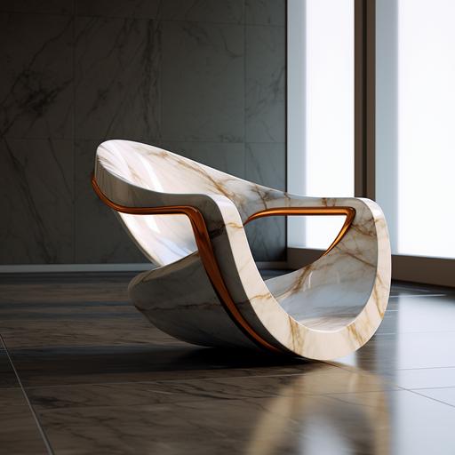 a modern furniture piece inspired by Hermes design but done in marble