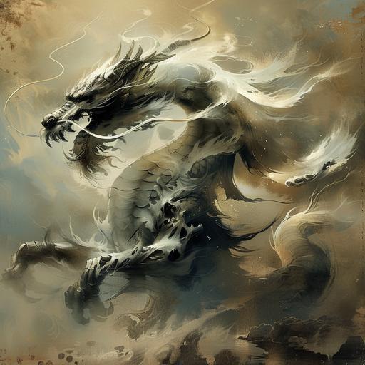 a mythical loong dragon body is comprised of jointed segments resembling fingers knuckles and nail-like scales. The dragon's mane is a series of delicate, hair-like tendrils, each resembling a whisper-thin finger. Wings are made of countless fingers and a mouth with teeth shaped like sharpened fingernails. The dragon is depicted soaring through an ethereal landscape, --s 333 --c 33 --v 6.0 --no vignette, depth of field