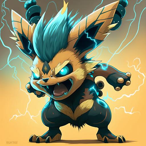 a new pokemon, male, electric type, big mouth, big ears, pokemon style, cartoon style --v 4