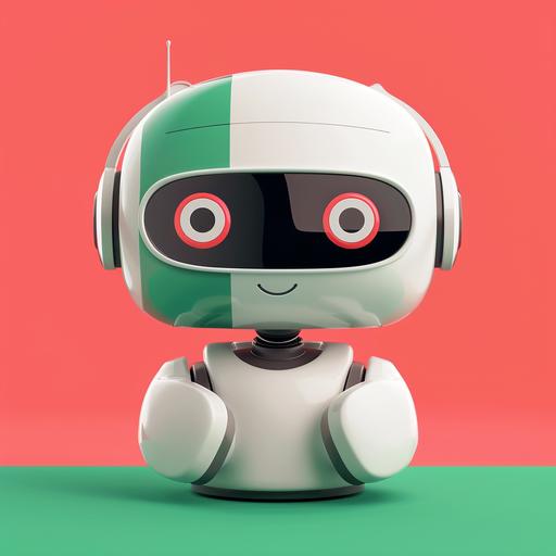 a nice and friendly looking chatbot logo with the Italian flag (green, white and red) and in the background an Italian country